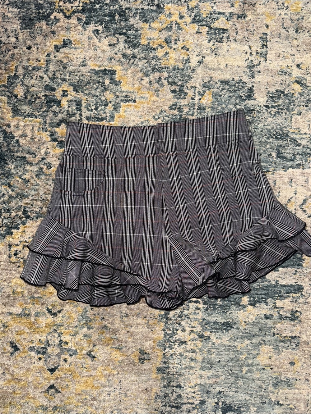Derek Lam Plaid Tailored Shorts in Black, Pinstripe